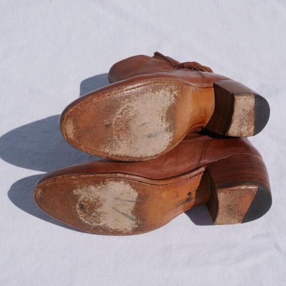 Archival Alberto Fasciani brown leather western ankle‎ boots with tassels - Picture 5 of 8